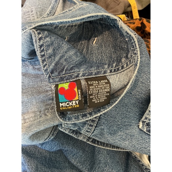 Vtg 90s Disney Mickey Unlimited Mouse Denim Overalls Retro Embroidered Sz XL - Picture 6 of 6